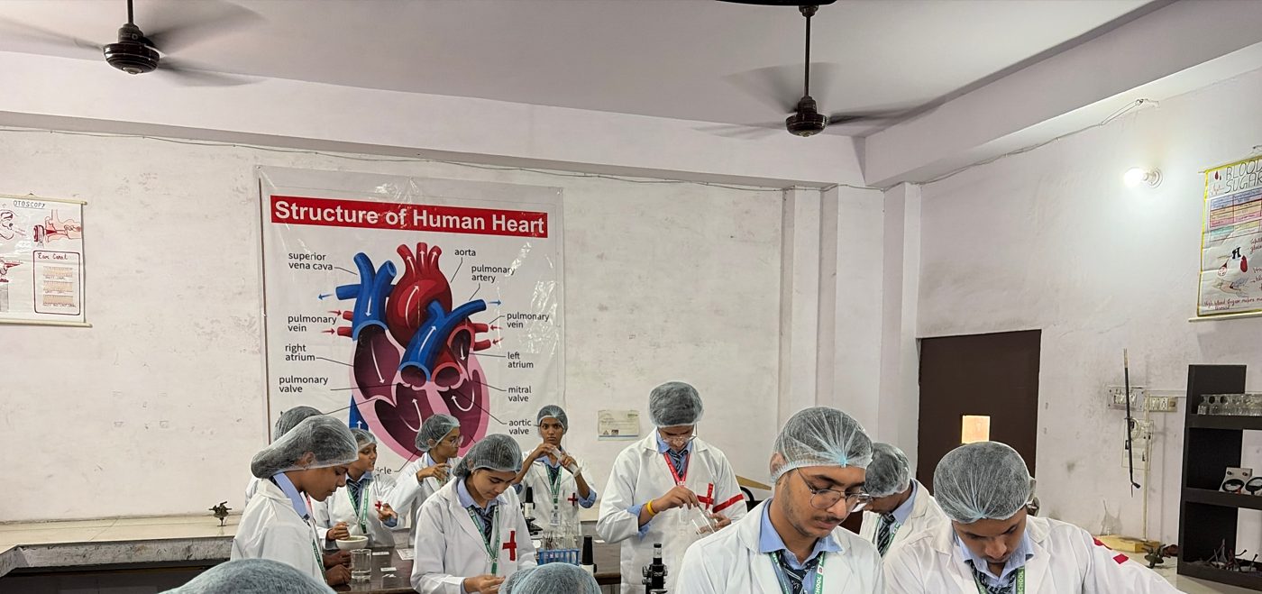 Students working in the Biology laboratory